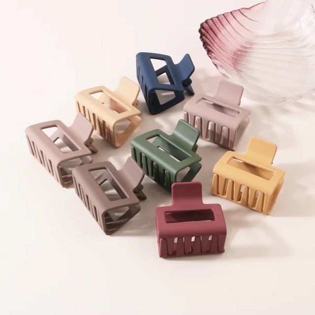 Square Hair Claw Clip 5cm ABS Matte Finish Small Size for Women Girls Daily Use Party Hair Accessories