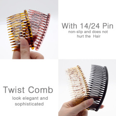 Custom Logo Elegant Wedding Accessories Plastic Hair Twisit Comb Comb Hair Clips 14 24 Pins Side Hair Comb
