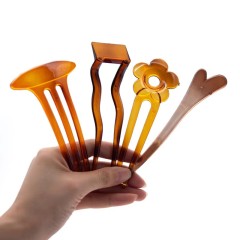 Vintage Retro Chinese Black Hollow Plastic Hair Fork Plastic Chopsticks Hair Sticks Pins for Women