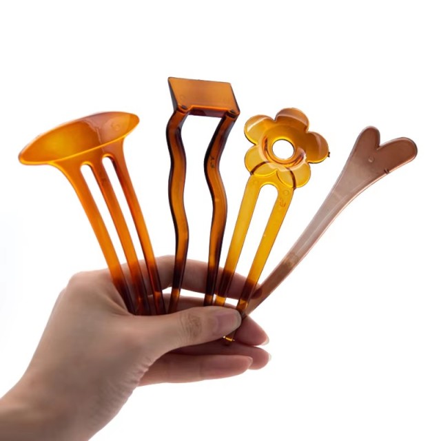 Vintage Retro Chinese Black Hollow Plastic Hair Fork Plastic Chopsticks Hair Sticks Pins for Women