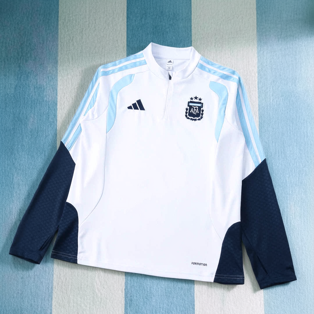 2026 FIFA World Cup Argentina White Half zip training suit set
