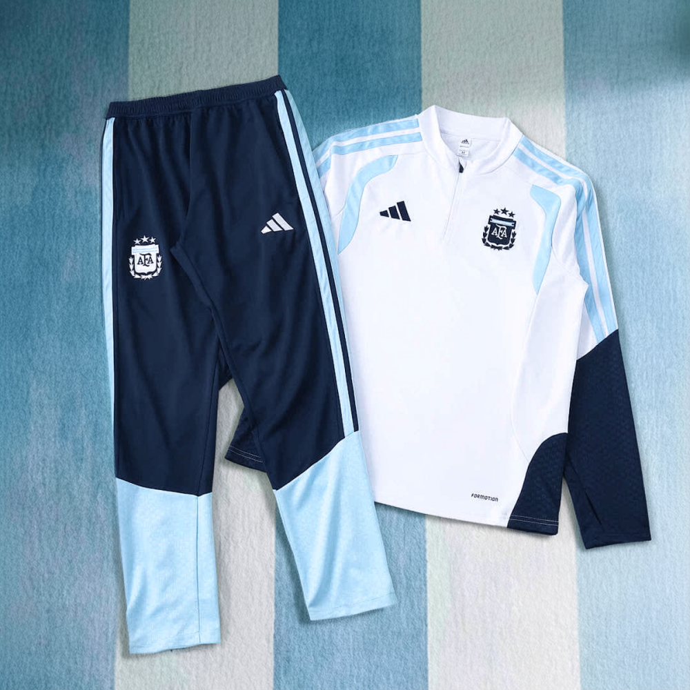 2026 FIFA World Cup Argentina White Half zip training suit set