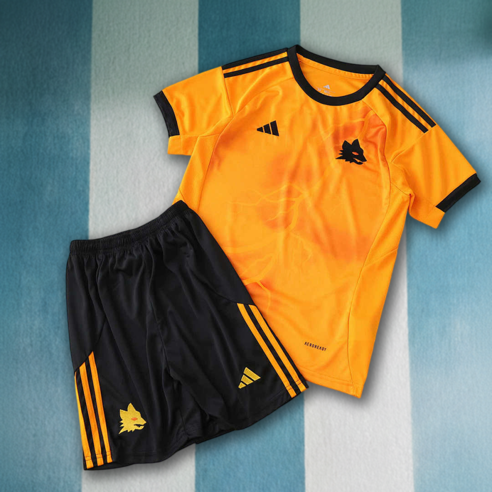 25/26 season A.S. Roma away Kids kit