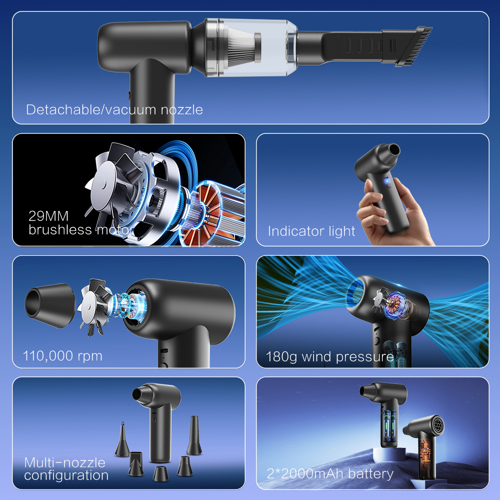 Ventilateur à jet Madefan 110 000 tr/min : souffleur et aspirateur de débris haute vitesse