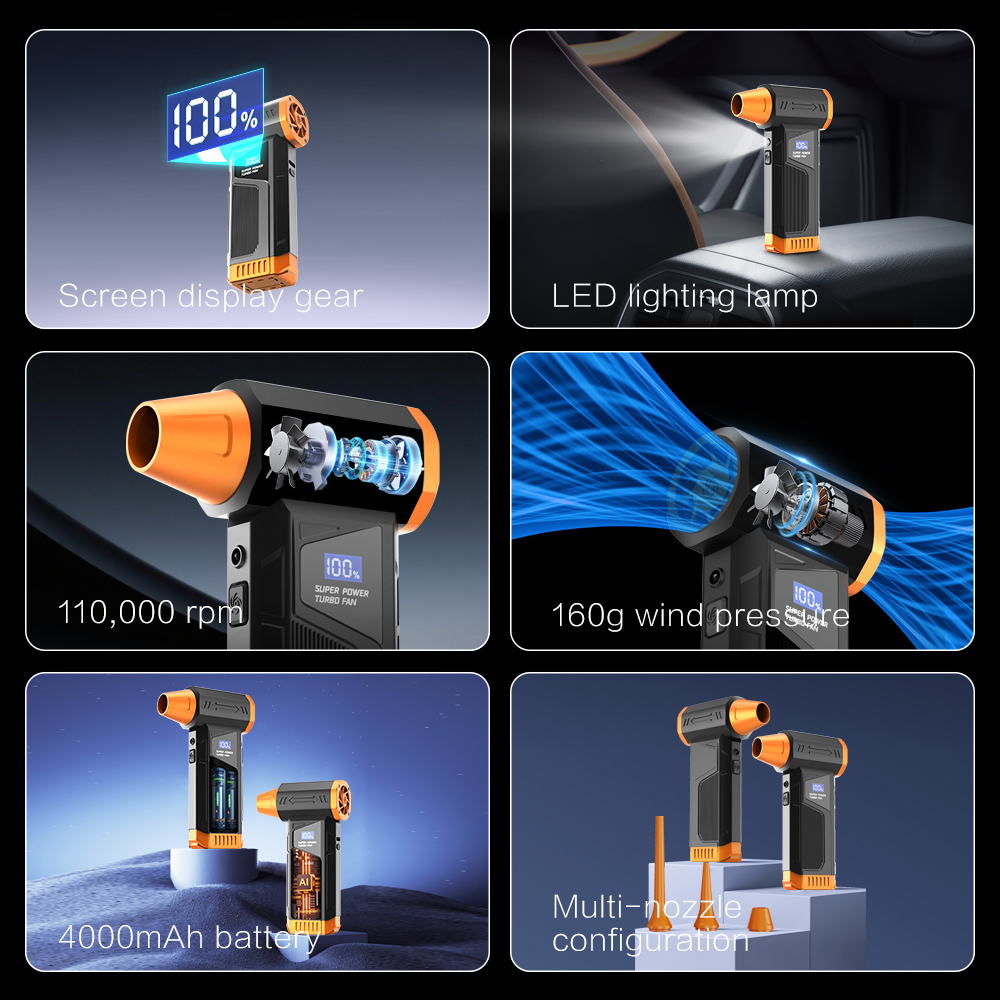 Ventilateur à jet Madefan 110 000 tr/min : outil de soufflage et d’aspiration de débris à grande vitesse