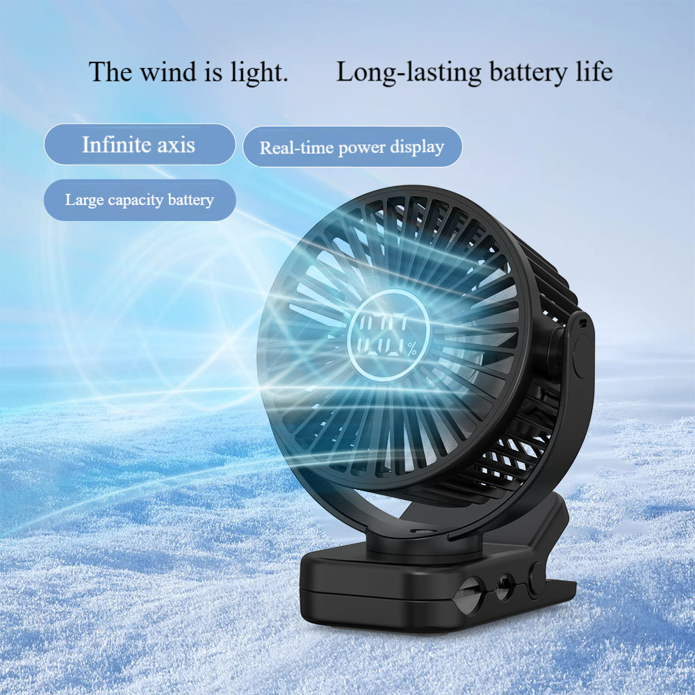 Titolo del prodotto Smile Lighting: Ventilatore portatile a clip con batteria da 8000 mAh, 3 velocità, ricarica USB, telecomando, luce LED, magnete da 40 kg per più scene - 596 g di peso leggero, 4 colori