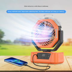 Ventilatore da campeggio oscillante automatico Madefan: 100 velocità, power bank da 8000 mAh e gancio