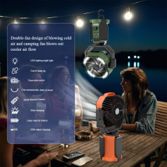 Madefan Campingventilator mit Sprühfunktion: 16000mAh Akku & faltbares Stativ