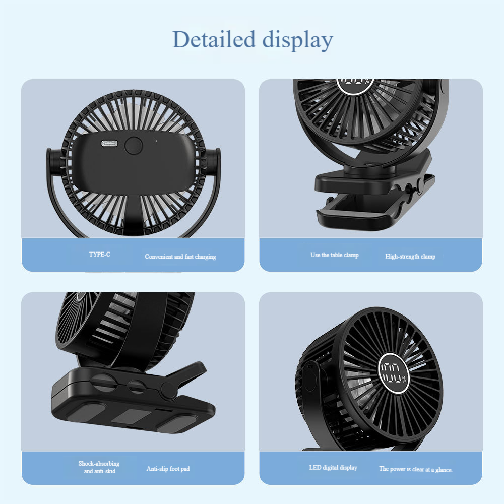 Titolo del prodotto Smile Lighting: Ventilatore portatile a clip con batteria da 8000 mAh, 3 velocità, ricarica USB, telecomando, luce LED, magnete da 40 kg per più scene - 596 g di peso leggero, 4 colori