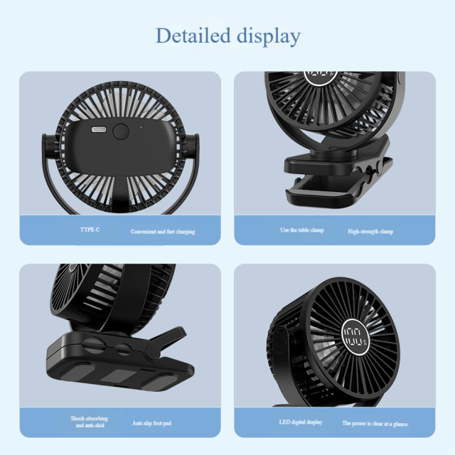 Titolo del prodotto Smile Lighting: Ventilatore portatile a clip con batteria da 8000 mAh, 3 velocità, ricarica USB, telecomando, luce LED, magnete da 40 kg per più scene - 596 g di peso leggero, 4 colori