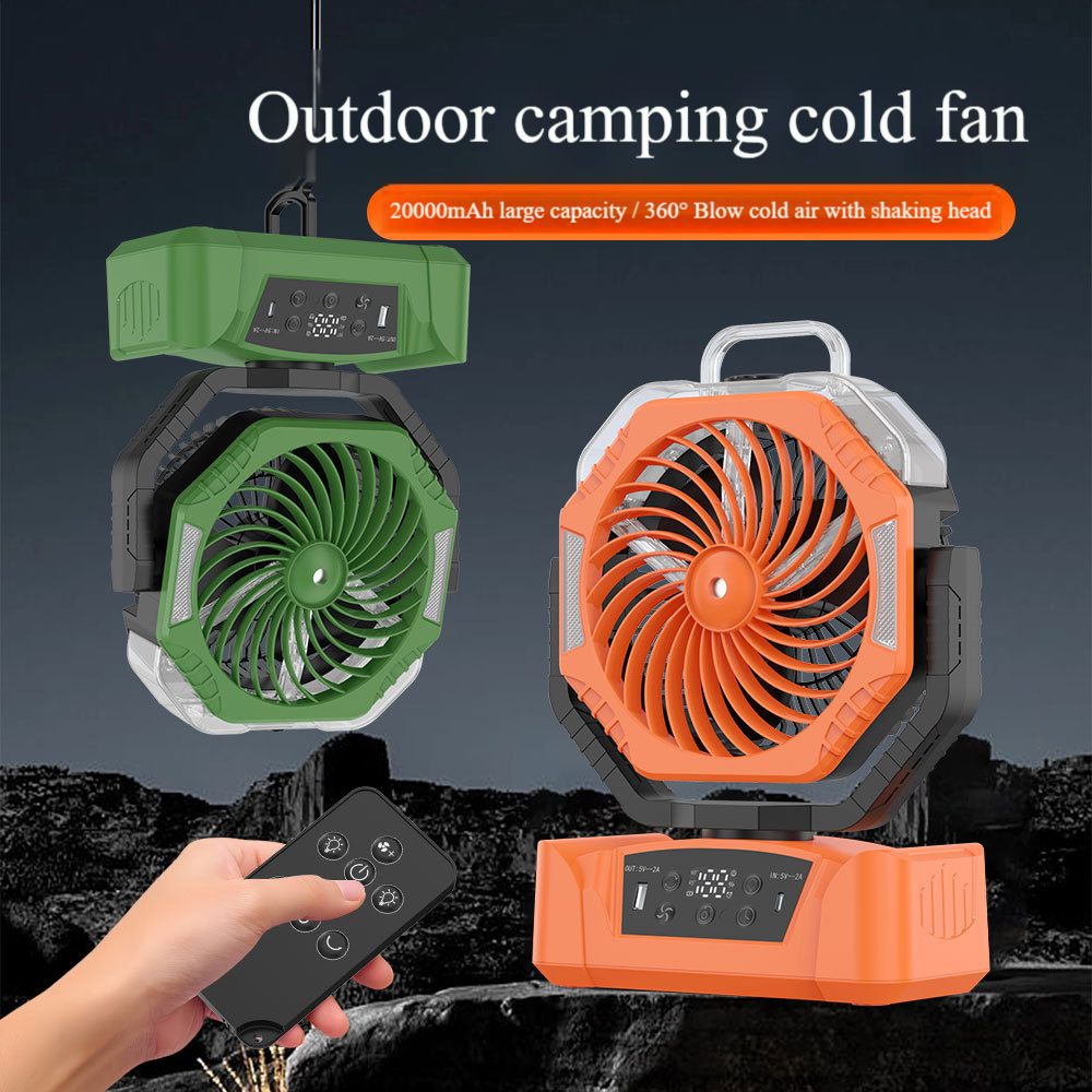Ventilatore da campeggio oscillante automatico Madefan: 100 velocità, power bank da 8000 mAh e gancio