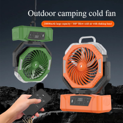 Ventilatore da campeggio oscillante automatico Madefan: 100 velocità, power bank da 8000 mAh e gancio