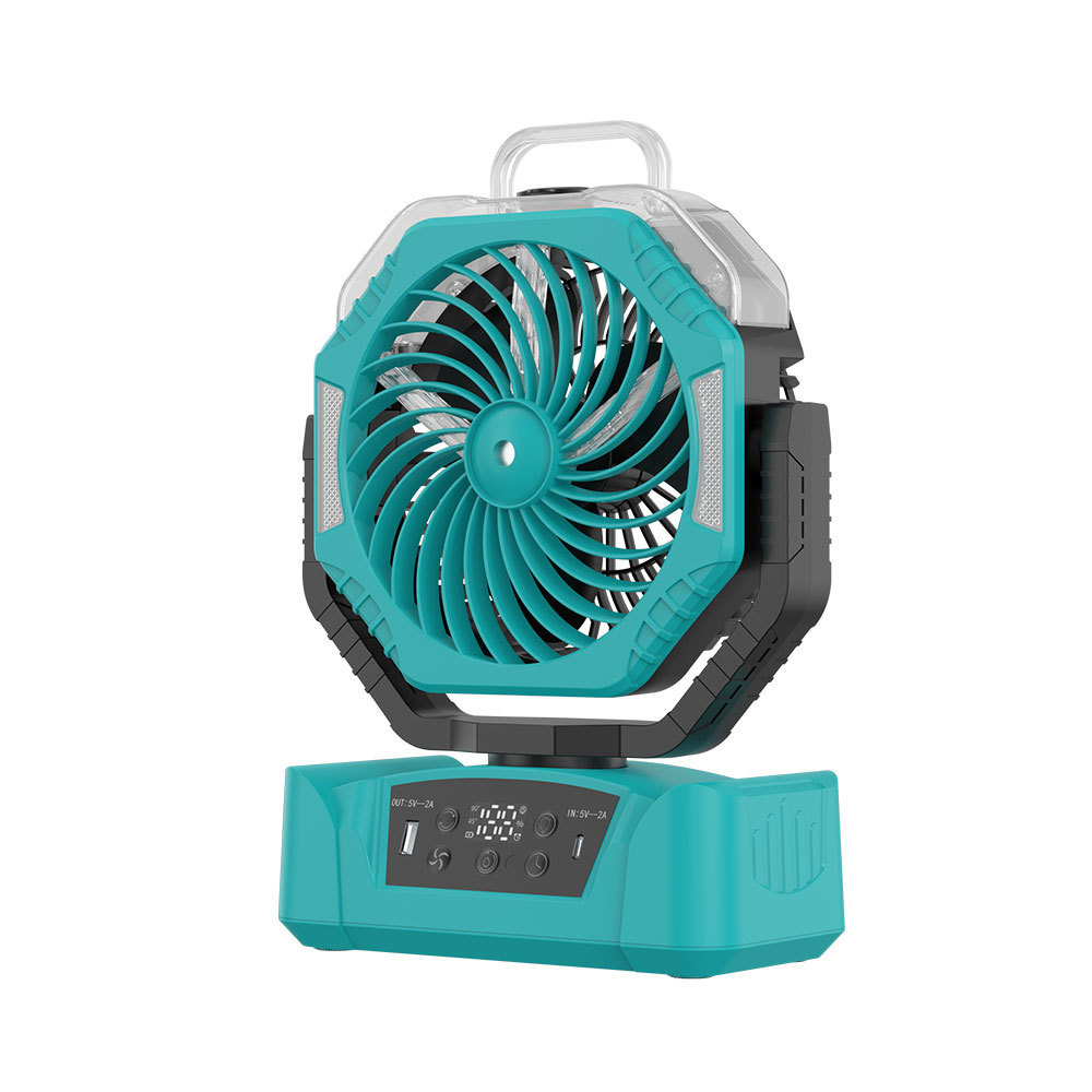 Ventilatore da campeggio oscillante automatico Madefan: 100 velocità, power bank da 8000 mAh e gancio