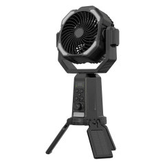 Madefan Campingventilator mit Sprühfunktion: 16000mAh Akku & faltbares Stativ