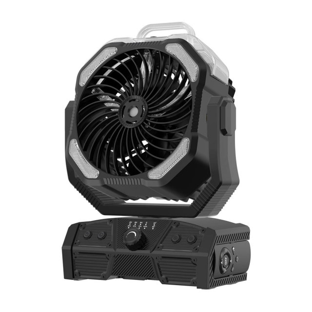 Smile Lighting Tragbarer Campingventilator mit 16000mAh Akku, 160ml Nebelfunktion, stufenloser Geschwindigkeitsregelung und 8 Farboptionen – Perfekt für Outdoor-Abenteuer