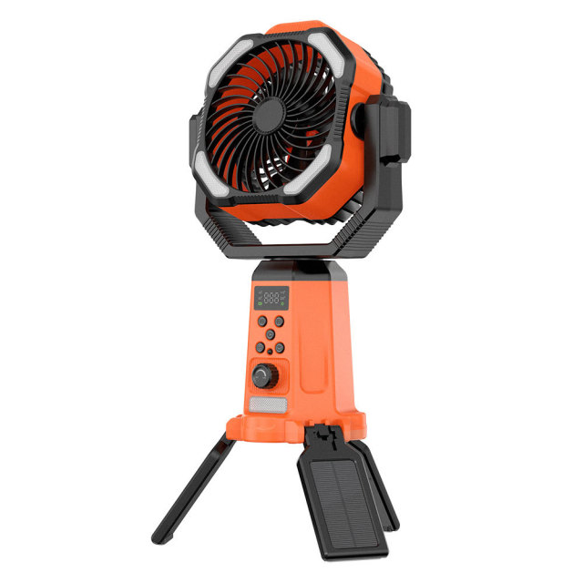 Madefan Campingventilator mit Sprühfunktion: 16000mAh Akku & faltbares Stativ