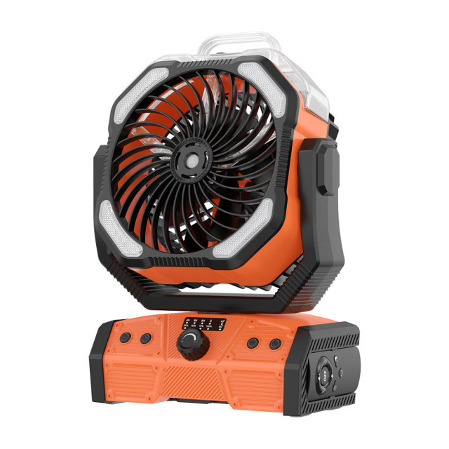 Smile Lighting Tragbarer Campingventilator mit 16000mAh Akku, 160ml Nebelfunktion, stufenloser Geschwindigkeitsregelung und 8 Farboptionen – Perfekt für Outdoor-Abenteuer