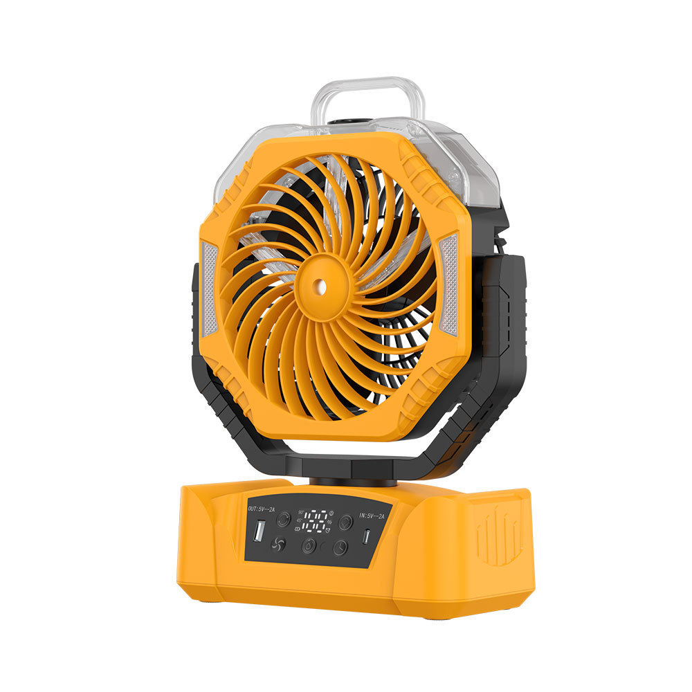 Ventilatore da campeggio oscillante automatico Madefan: 100 velocità, power bank da 8000 mAh e gancio