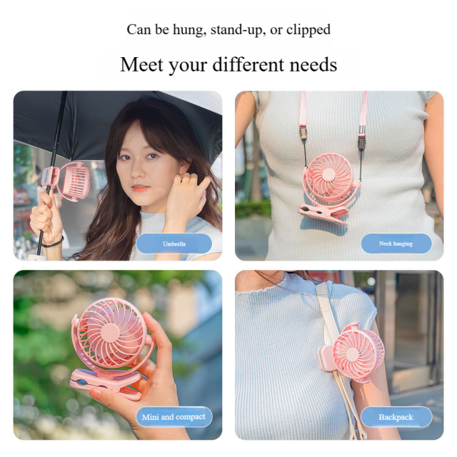 Madefan Mini-Clipventilator: 360°-Drehung, 4 Geschwindigkeitsstufen & 1500-mAh-Akku