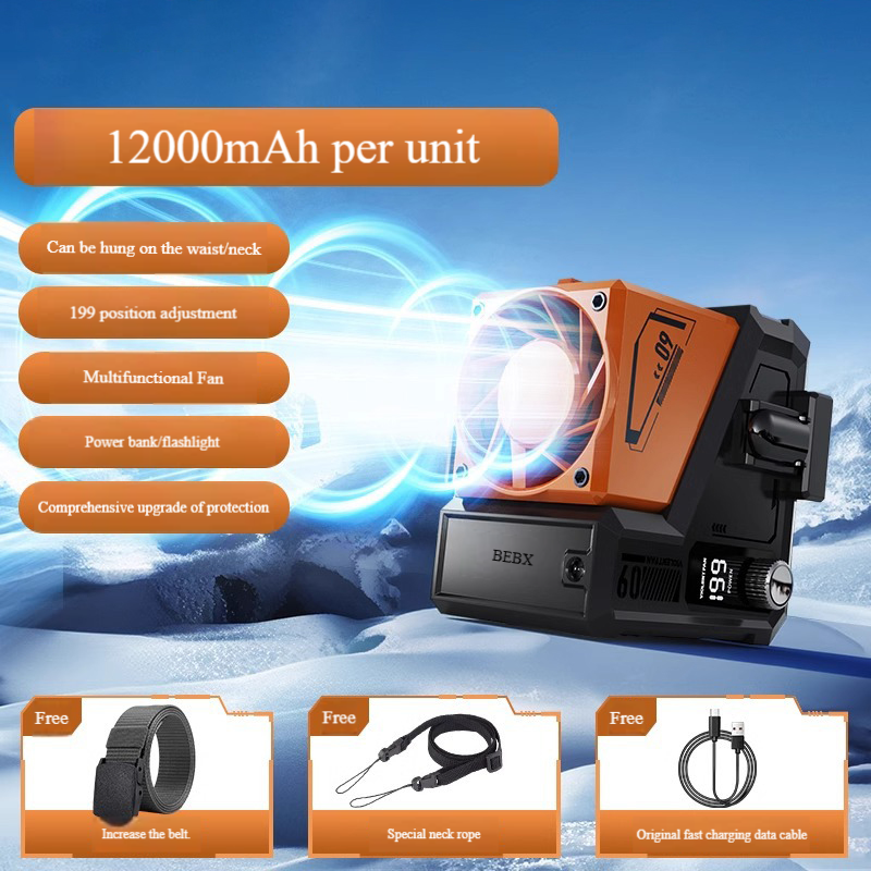 Madefan F009 Industrial Waist Fan with 199 Speeds & Replaceable Battery