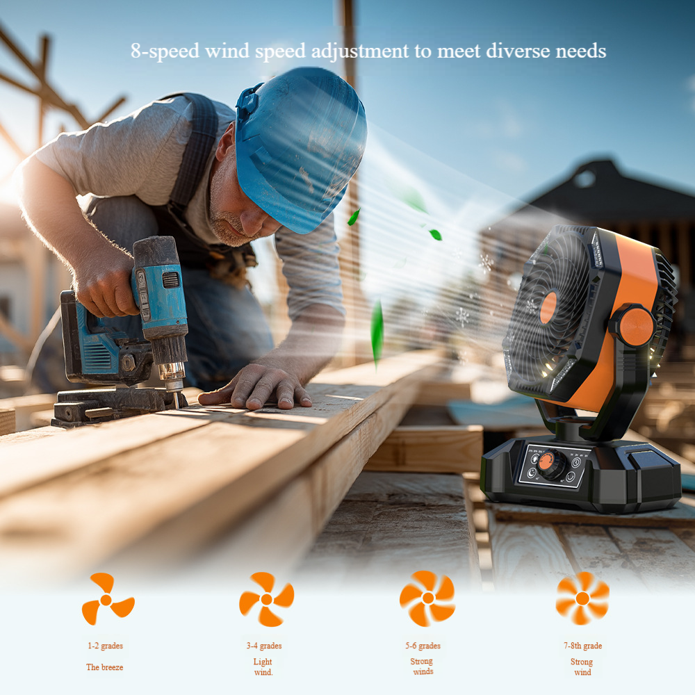 Madefan SM-F909 16000mAh wiederaufladbarer Campingventilator mit Fernbedienung und LED-Licht