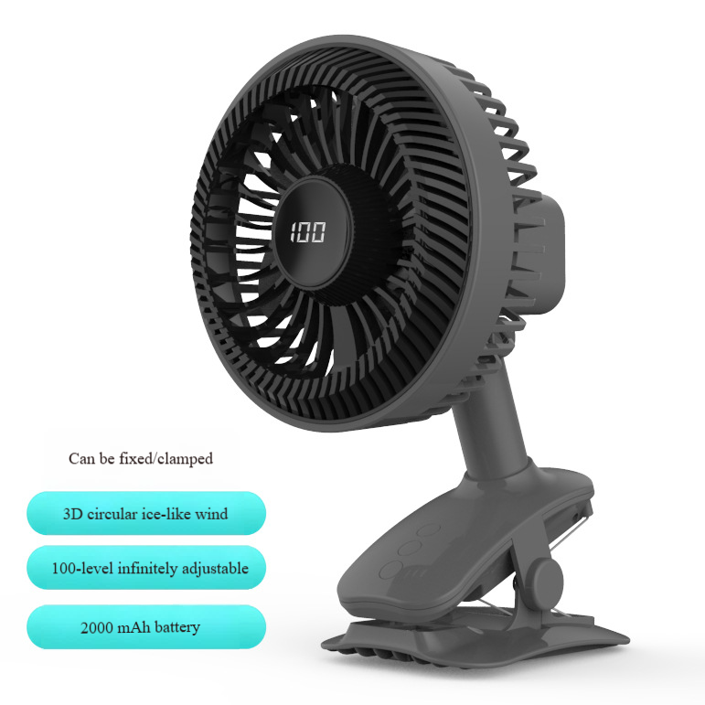 Madefan W003 Rechargeable Clip-On Desk Fan with 720° Rotation & 3 Speeds