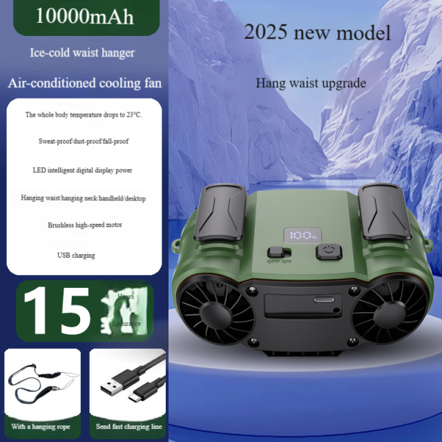 Madefan H8 10000mAh Portable Waist Fan & Power Bank with 5 Speed Settings