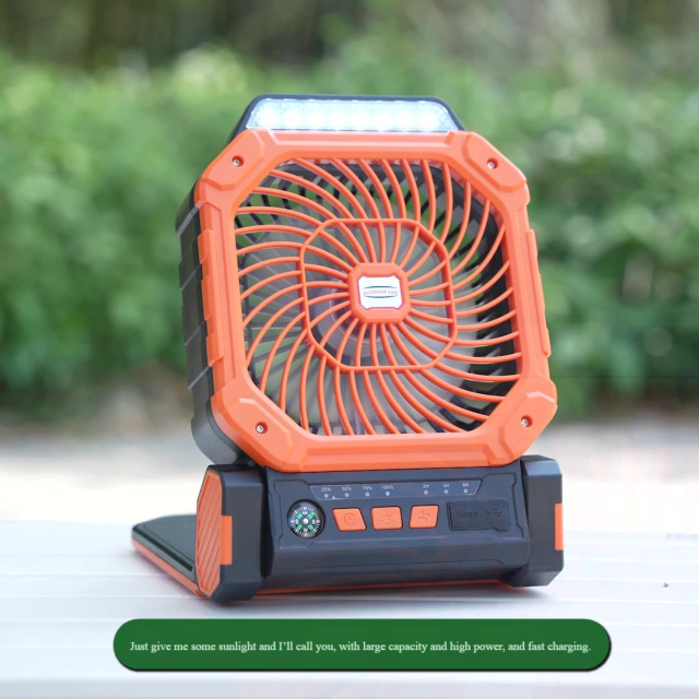 Madefan X16 Solar Rechargeable Camping Fan with LED Lantern & Compass