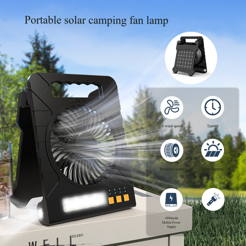 Madefan SM-F907 Solar-Campingventilator mit Mückenschutz und Timer