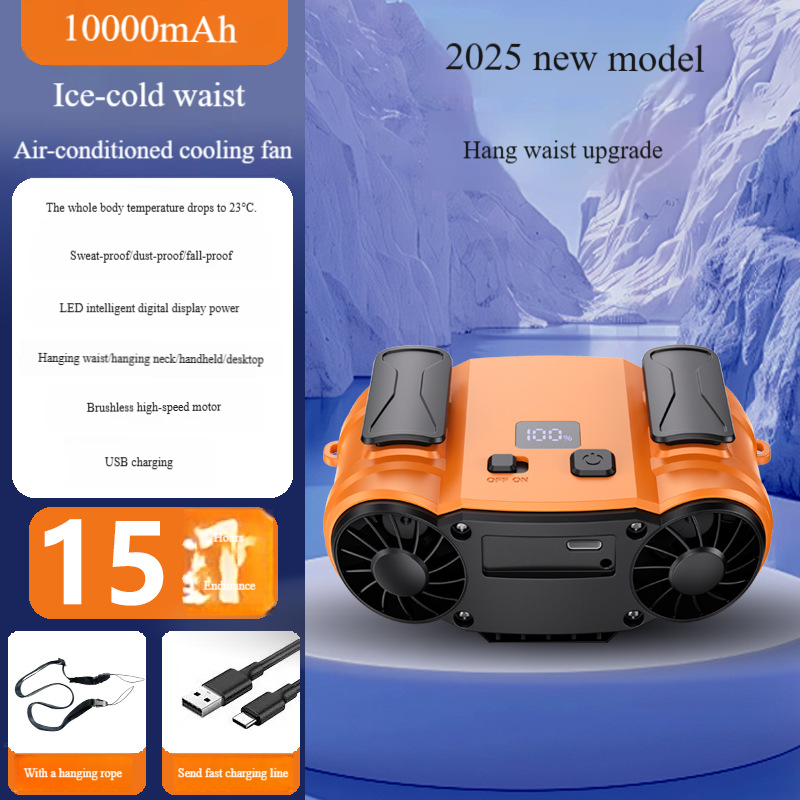 Madefan H8 10000mAh Portable Waist Fan & Power Bank with 5 Speed Settings