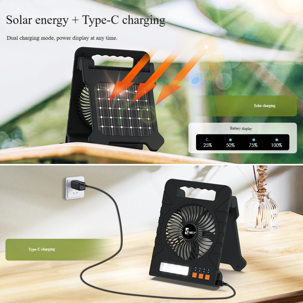 Madefan SM-F907 Solar-Campingventilator mit Mückenschutz und Timer