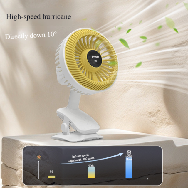 Madefan W003 Rechargeable Clip-On Desk Fan with 720° Rotation & 3 Speeds