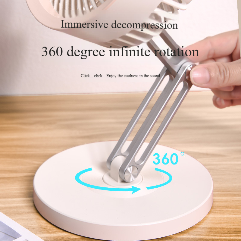 Madefan Foldable Rechargeable Desk Fan with Adjustable Arm & 3 Speeds