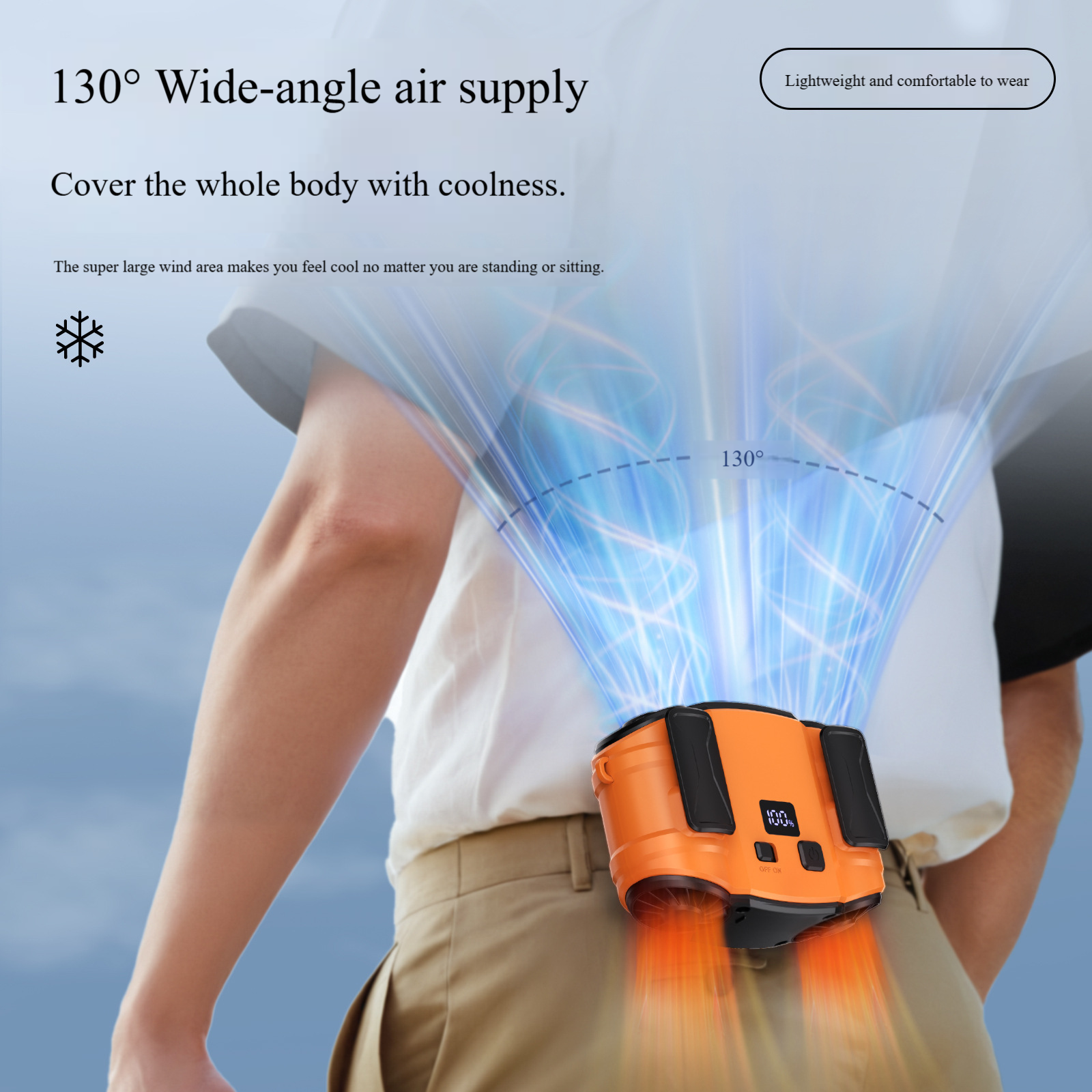 Madefan H8 10000mAh Portable Waist Fan & Power Bank with 5 Speed Settings