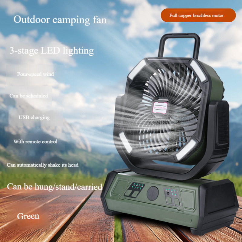 Ventilatore da campeggio ricaricabile Madefan X30 da 10000 mAh con luce LED e telecomando