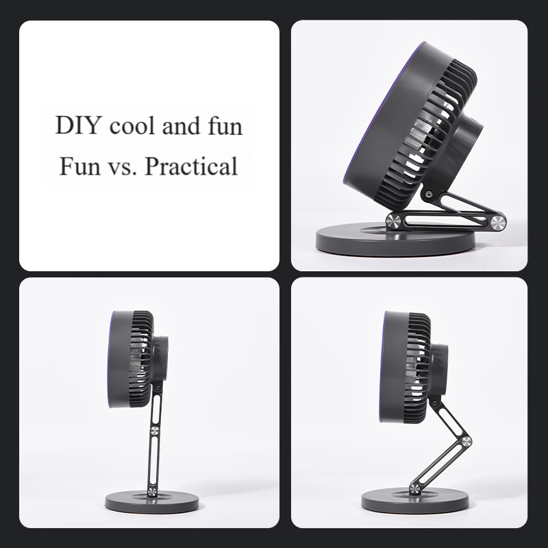 Madefan Foldable Rechargeable Desk Fan with Adjustable Arm & 3 Speeds