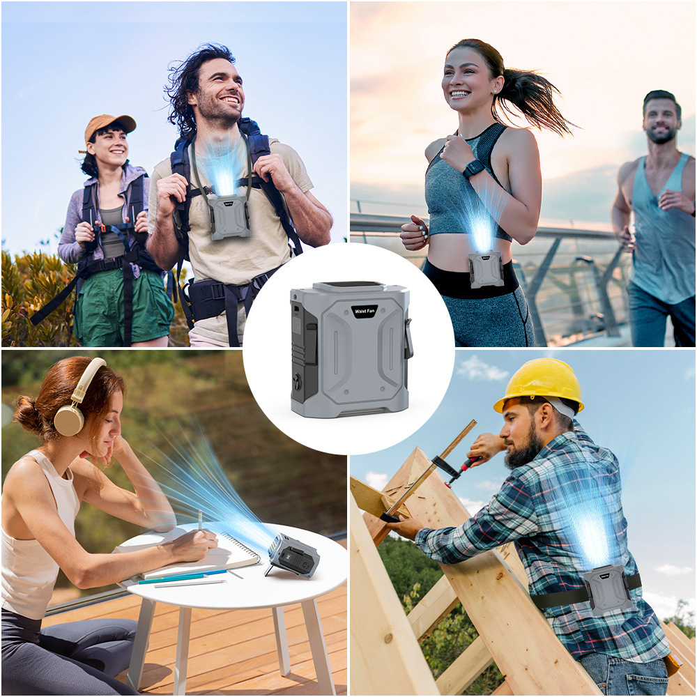 Madefan GF02 Industrial Waist Fan with 15000RPM Turbo & Power Bank