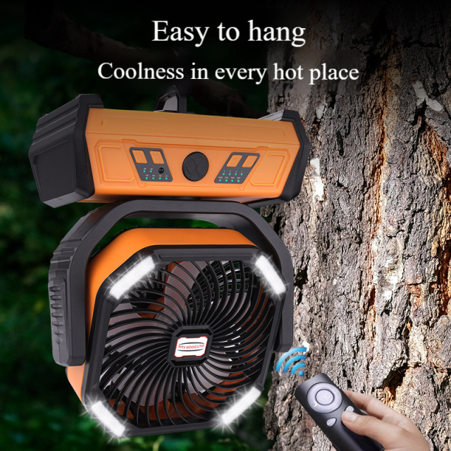 Ventilatore da campeggio ricaricabile Madefan X30 da 10000 mAh con luce LED e telecomando