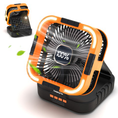 Madefan SM-F905 10000mAh Solar-Campingventilator mit LCD-Display und LED-Beleuchtung