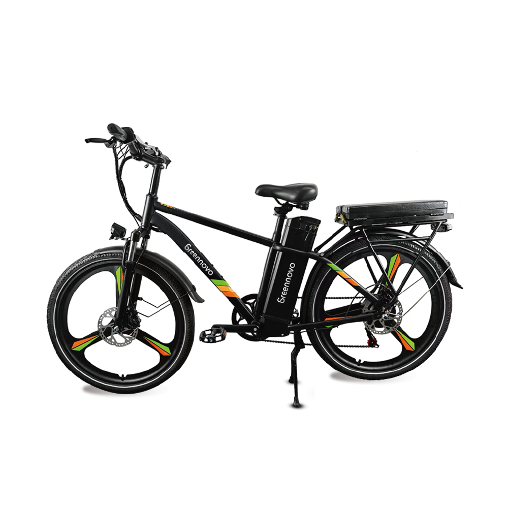 Bicicleta eléctrica urbana Greennovo ESM-V004 con autonomía de 90 km y certificado UL.