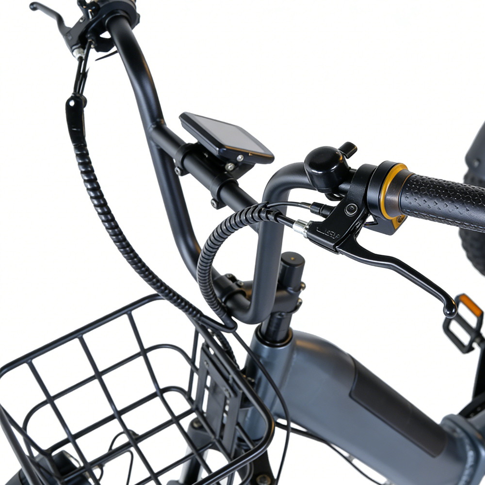 Triciclo eléctrico Greennovo ETR-B001 para adultos con respaldo y múltiples cestas de almacenamiento. Triciclo eléctrico de carga para desplazamientos diarios.