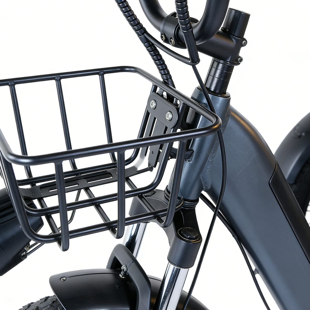 Triciclo eléctrico Greennovo ETR-B001 para adultos con respaldo y múltiples cestas de almacenamiento. Triciclo eléctrico de carga para desplazamientos diarios.