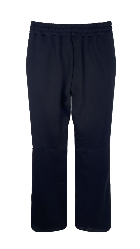 Men's Black Polyester Straight-Leg Sweatpants - Elastic Waist Casual Lounge Pants