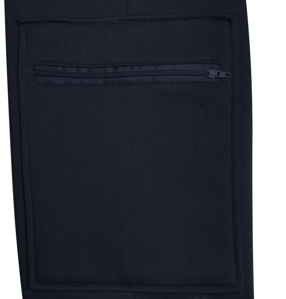 Men’s Black Polyester Cargo Joggers - Elastic - Waist with Zipper Pockets, Casual Athletic Sweatpants