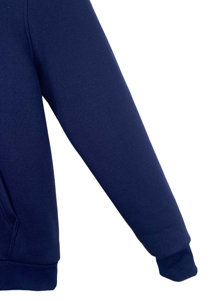Men's Classic Solid - Color Hoodie - 100% Polyester, Navy Blue Casual Long - Sleeve Pullover