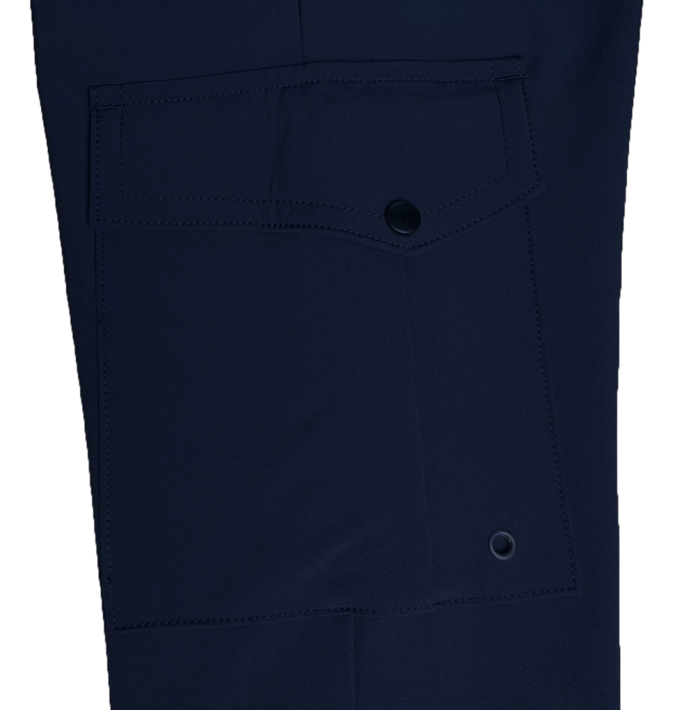 Men’s Elastic - Waist Cargo Pants with Drawstring - 92% Polyester 8% Spandex, Navy Blue Casual Multi - Pocket Trousers