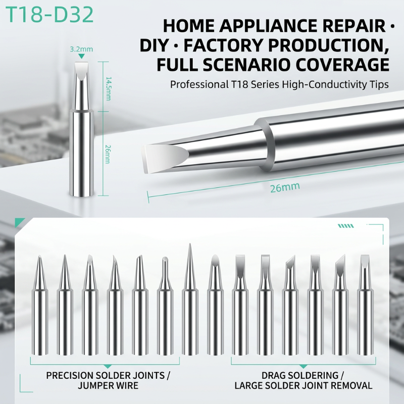 Durable Copper Core T18 Soldering Iron Tips for FX888D Soldering Station