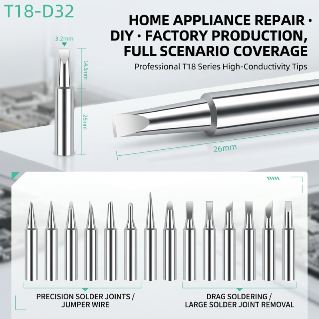 Durable Copper Core T18 Soldering Iron Tips for FX888D Soldering Station