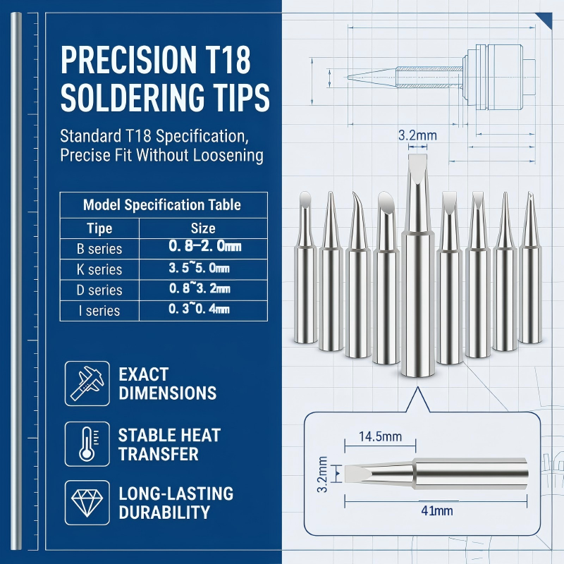 Durable Copper Core T18 Soldering Iron Tips for FX888D Soldering Station
