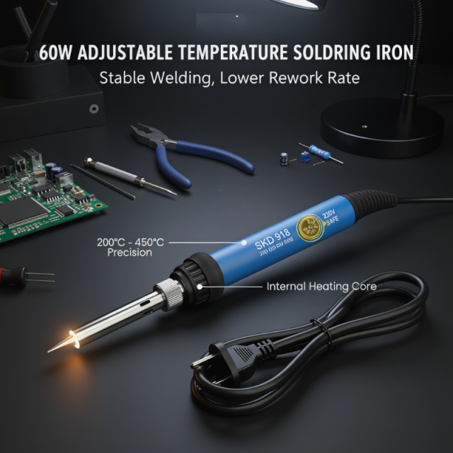 60W Electric Adjustable Temperature Soldering Iron Durable Electric Soldering Gun for Welding Rework & Repair Tool